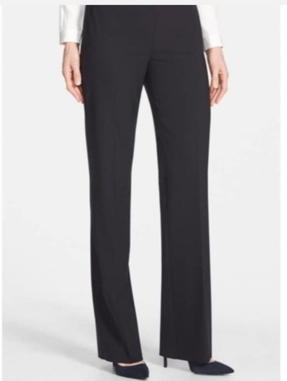 Lafayette 148 New York Gray Wool Blend Straight-Leg Trousers Sz 10 W/32" Inseam